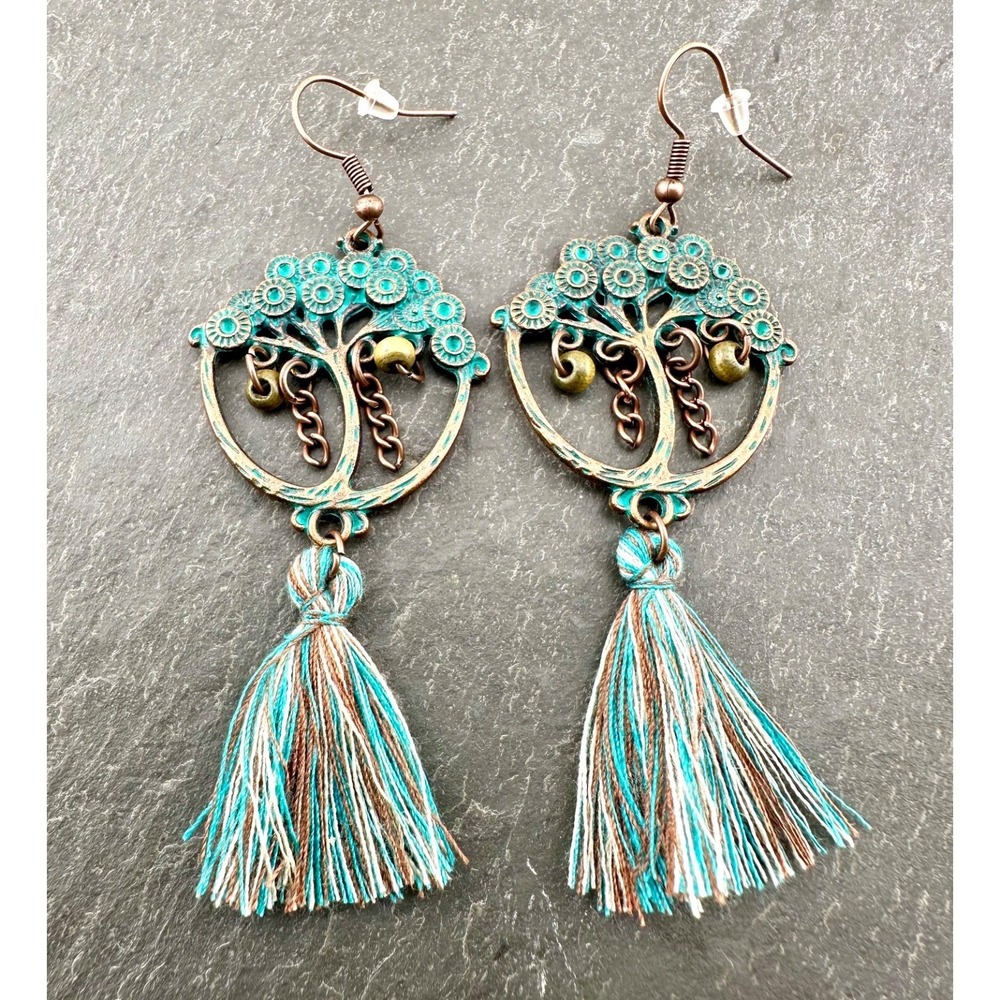 Tree of Life Tassel‎ Earrings Copper Alloy Bohemian NEW